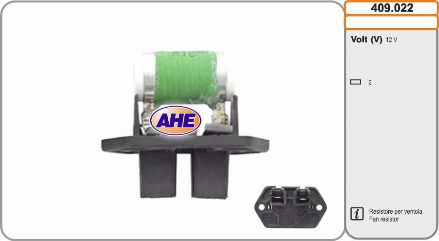 AHE 409.022 - Resistore addizionale, Elettromotore-Ventola radiatore www.autoricambit.com