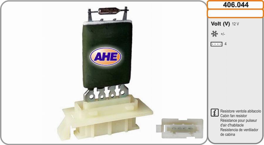 AHE 406.044 - Resistore addizionale, Elettromotore-Ventola radiatore www.autoricambit.com