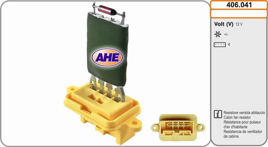 AHE 406.041 - Resistore addizionale, Elettromotore-Ventola radiatore www.autoricambit.com