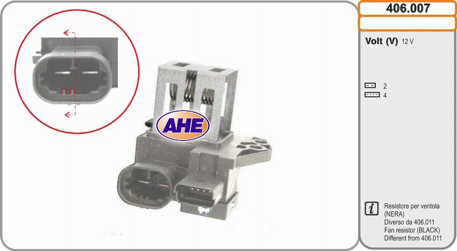 AHE 406.007 - Resistore addizionale, Elettromotore-Ventola radiatore www.autoricambit.com