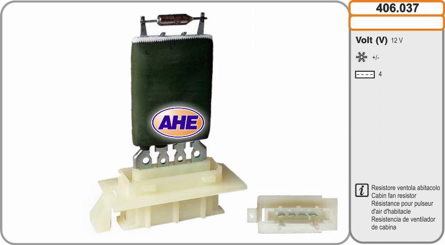 AHE 406.037 - Resistore addizionale, Elettromotore-Ventola radiatore www.autoricambit.com