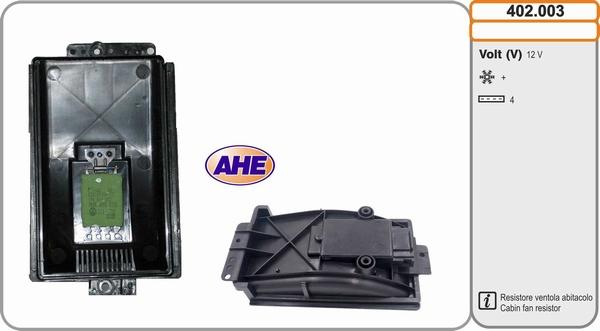 AHE 402.003 - Resistore addizionale, Elettromotore-Ventola radiatore www.autoricambit.com