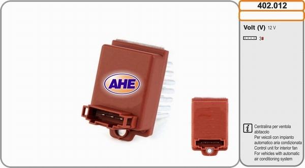 AHE 402.012 - Centralina, Ventola elettr. (Raffreddamento motore) www.autoricambit.com