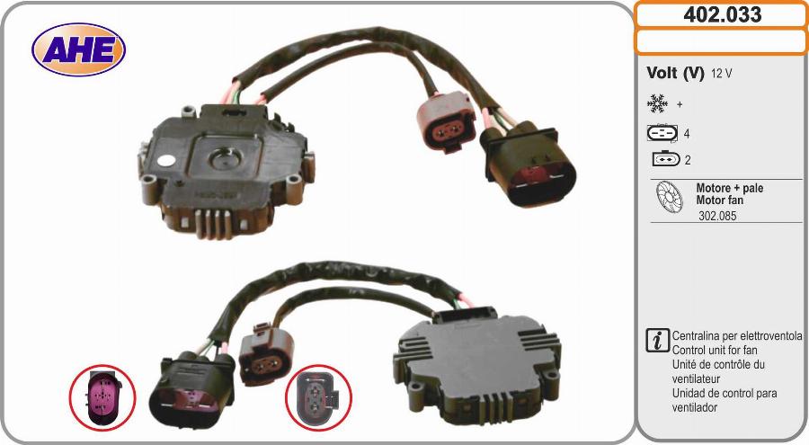 AHE 402.033 - Centralina, Ventola elettr. (Raffreddamento motore) www.autoricambit.com