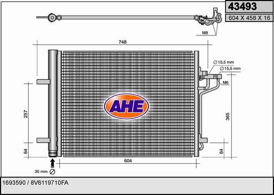 AHE 43493 - Condensatore, Climatizzatore www.autoricambit.com