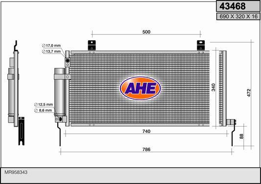 AHE 43468 - Condensatore, Climatizzatore www.autoricambit.com