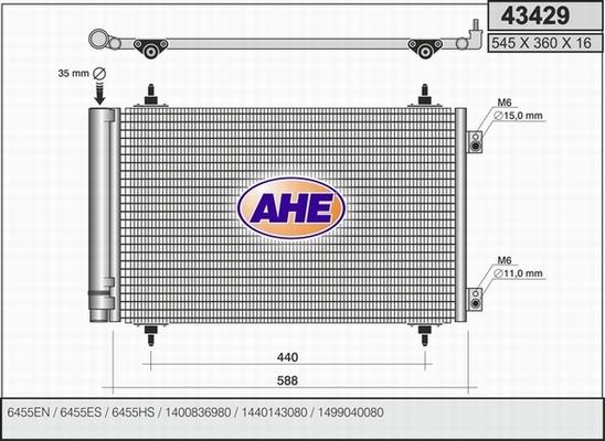 AHE 43429 - Condensatore, Climatizzatore www.autoricambit.com