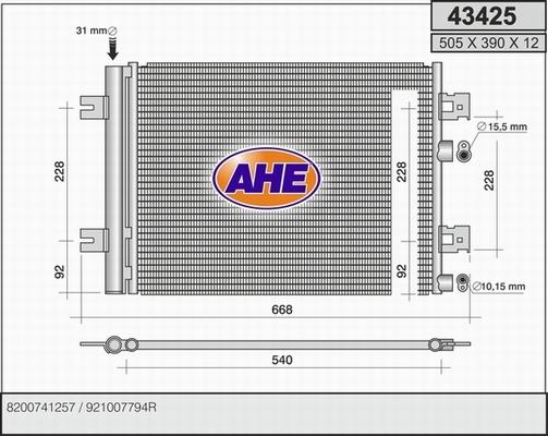 AHE 43425 - Condensatore, Climatizzatore www.autoricambit.com