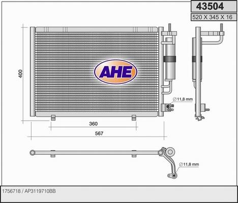 AHE 43504 - Condensatore, Climatizzatore www.autoricambit.com