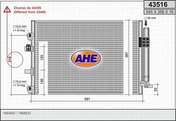 AHE 43516 - Condensatore, Climatizzatore www.autoricambit.com