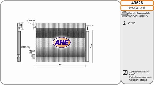 AHE 43526 - Condensatore, Climatizzatore www.autoricambit.com