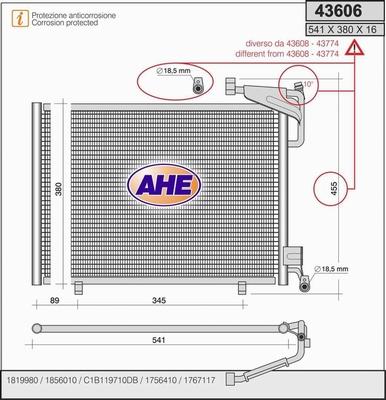 AHE 43606 - Condensatore, Climatizzatore www.autoricambit.com