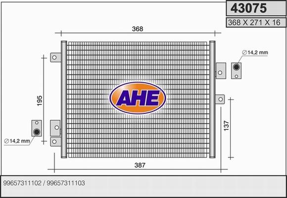 AHE 43075 - Condensatore, Climatizzatore www.autoricambit.com