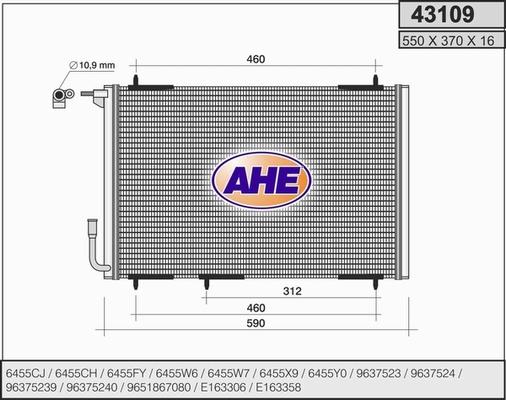 AHE 43109 - Condensatore, Climatizzatore www.autoricambit.com