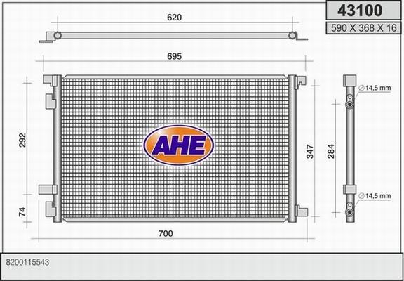 AHE 43100 - Condensatore, Climatizzatore www.autoricambit.com