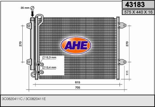 AHE 43183 - Condensatore, Climatizzatore www.autoricambit.com