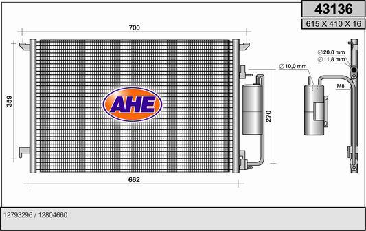 AHE 43136 - Condensatore, Climatizzatore www.autoricambit.com