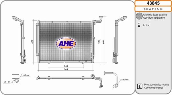 AHE 43845 - Condensatore, Climatizzatore www.autoricambit.com