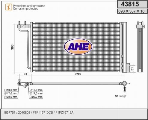 AHE 43815 - Condensatore, Climatizzatore www.autoricambit.com
