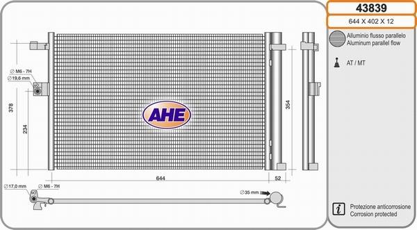 AHE 43839 - Condensatore, Climatizzatore www.autoricambit.com