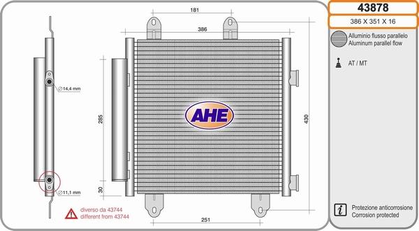 AHE 43878 - Condensatore, Climatizzatore www.autoricambit.com