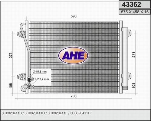 AHE 43362 - Condensatore, Climatizzatore www.autoricambit.com