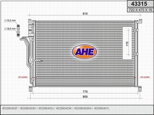 AHE 43315 - Condensatore, Climatizzatore www.autoricambit.com