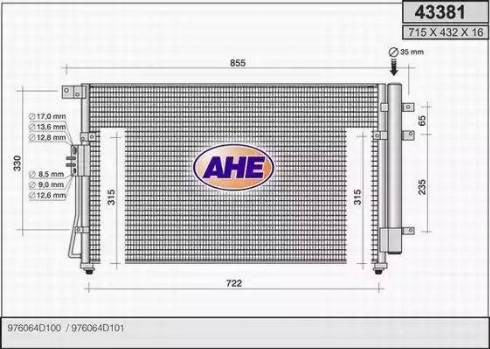 AHE 43381 - Condensatore, Climatizzatore www.autoricambit.com