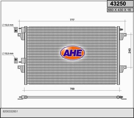 AHE 43250 - Condensatore, Climatizzatore www.autoricambit.com