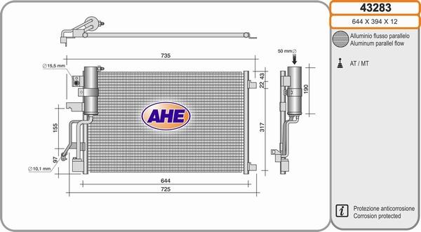 AHE 43283 - Condensatore, Climatizzatore www.autoricambit.com