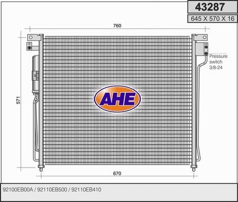 AHE 43287 - Condensatore, Climatizzatore www.autoricambit.com