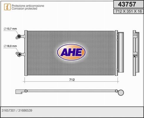 AHE 43757 - Condensatore, Climatizzatore www.autoricambit.com