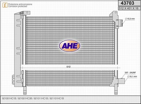 AHE 43703 - Condensatore, Climatizzatore www.autoricambit.com