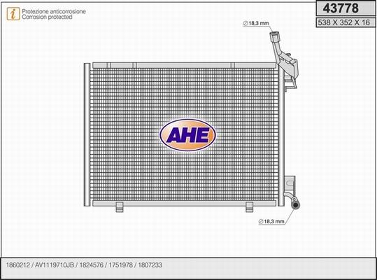 AHE 43778 - Condensatore, Climatizzatore www.autoricambit.com