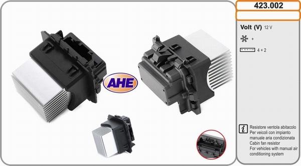 AHE 423.002 - Resistore addizionale, Elettromotore-Ventola radiatore www.autoricambit.com