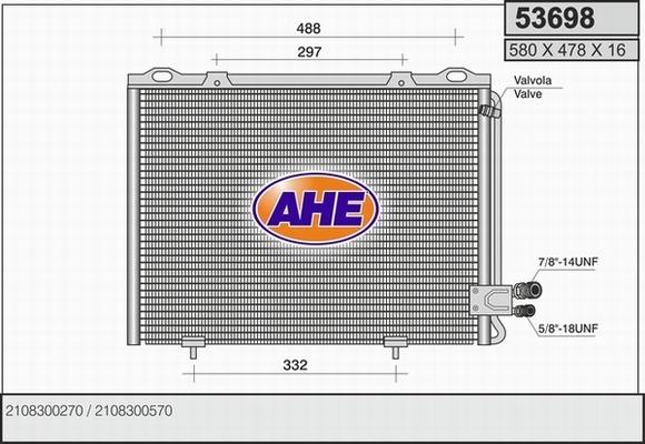 AHE 53698 - Condensatore, Climatizzatore www.autoricambit.com