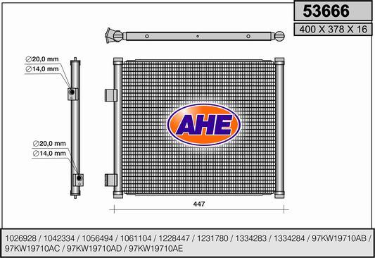 AHE 53666 - Condensatore, Climatizzatore www.autoricambit.com