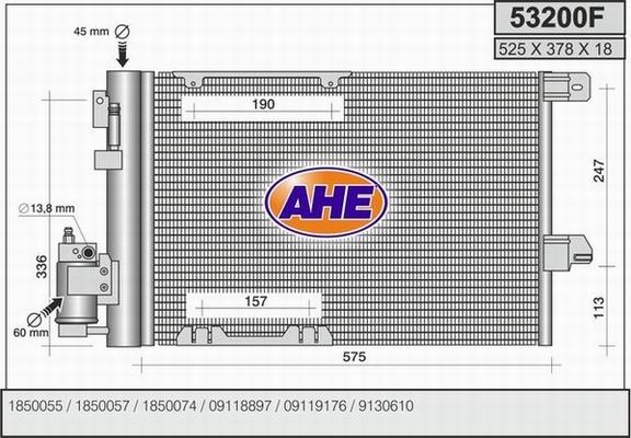 AHE 53200F - Condensatore, Climatizzatore www.autoricambit.com