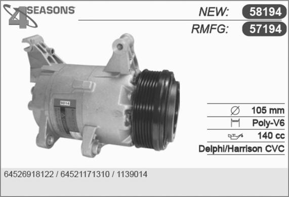 AHE 57194 - Compressore, Climatizzatore www.autoricambit.com