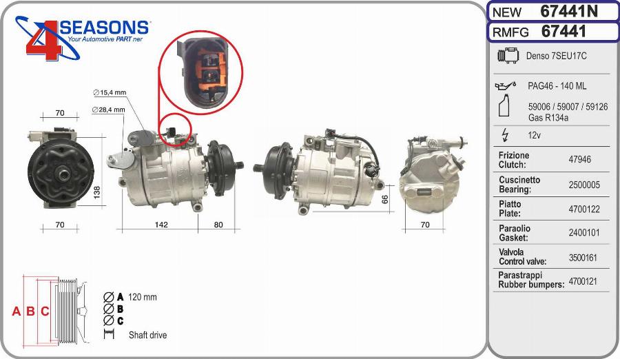 AHE 67441N - Compressore, Climatizzatore www.autoricambit.com