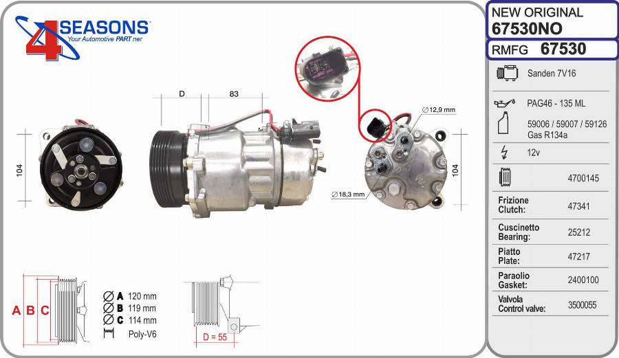 AHE 67530NO - Compressore, Climatizzatore www.autoricambit.com