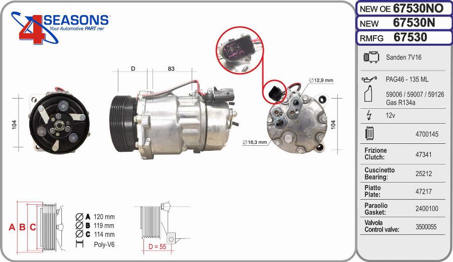 AHE 67530N - Compressore, Climatizzatore www.autoricambit.com