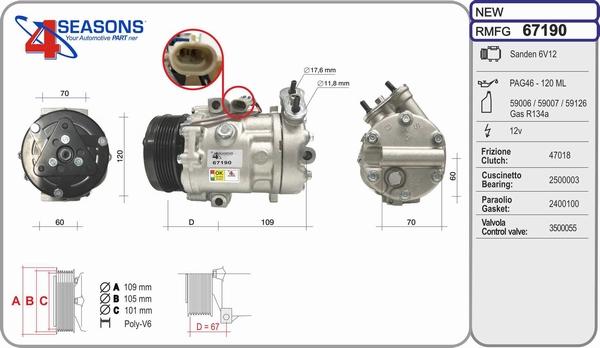 AHE 67190 - Compressore, Climatizzatore www.autoricambit.com