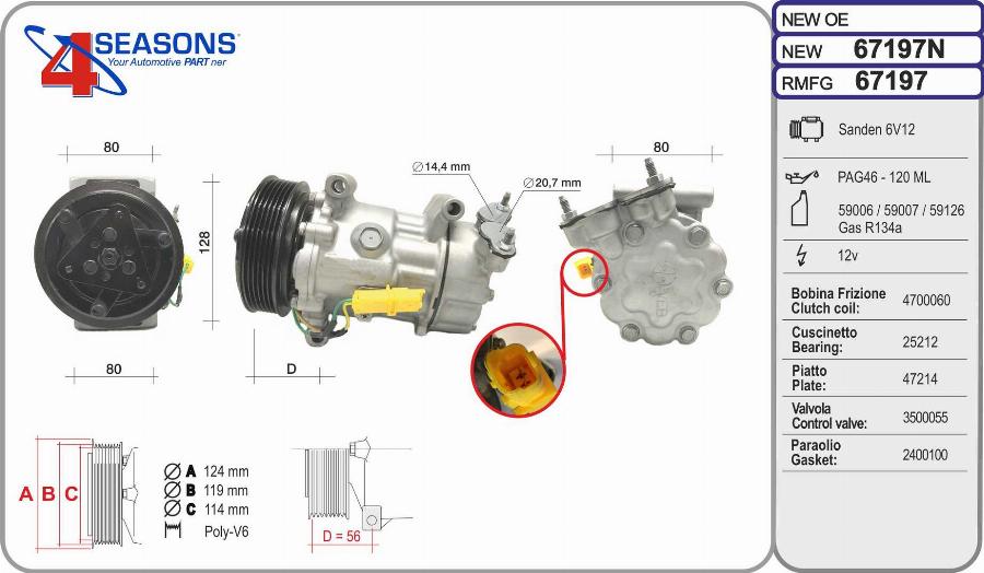 AHE 67197N - Compressore, Climatizzatore www.autoricambit.com