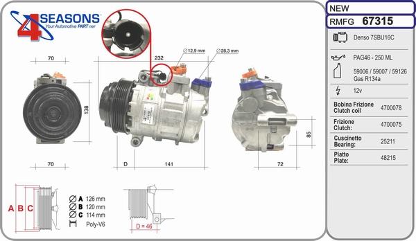 AHE 67315 - Compressore, Climatizzatore www.autoricambit.com