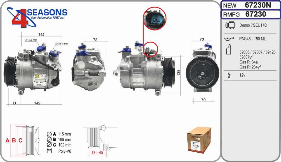 AHE 67230N - Compressore, Climatizzatore www.autoricambit.com