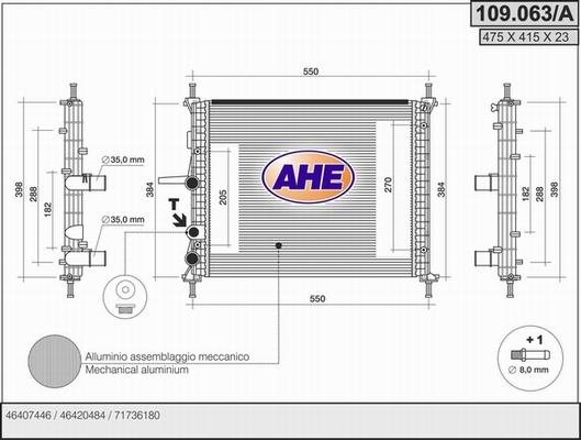 AHE 109.063/A - Radiatore, Raffreddamento motore www.autoricambit.com