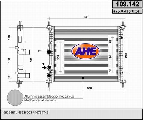 AHE 109.142 - Radiatore, Raffreddamento motore www.autoricambit.com