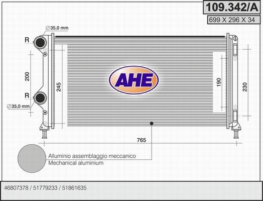 AHE 109.342/A - Radiatore, Raffreddamento motore www.autoricambit.com