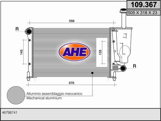 AHE 109.367 - Radiatore, Raffreddamento motore www.autoricambit.com